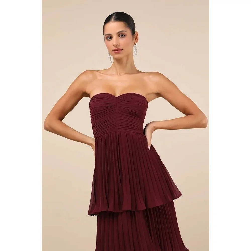 NWT Lulus Seriously Sensational Plum Purple Strapless Tiered Maxi Dress Large - Picture 4 of 8